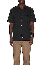 Dickies Original Twill Short Sleeve Work Shirt in Black, view 4, click to view large image.