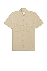 Dickies Original Twill Short Sleeve Work Shirt in Khaki, view 1, click to view large image.