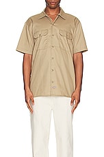 Dickies Original Twill Short Sleeve Work Shirt in Khaki, view 3, click to view large image.