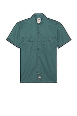 Dickies Original Twill Short Sleeve Work Shirt in Lincoln Green, view 1, click to view large image.