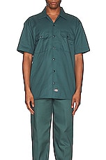 Dickies Original Twill Short Sleeve Work Shirt in Lincoln Green, view 3, click to view large image.