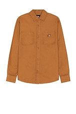 Dickies Duck Canvas Long Sleeve Shirt in Stonewashed Brown Duck, view 1, click to view large image.