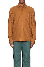 Dickies Duck Canvas Long Sleeve Shirt in Stonewashed Brown Duck, view 4, click to view large image.