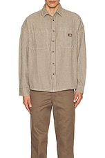 Dickies Hickory Long Sleeve Shirt in Mushroom, view 4, click to view large image.