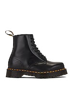 Dr. Martens 1460 Bex Squared Polished Smooth Boot in Black, view 1, click to view large image.