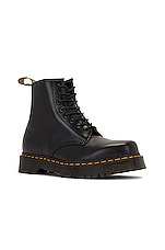 Dr. Martens 1460 Bex Squared Polished Smooth Boot in Black, view 2, click to view large image.