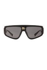 Dolce & Gabbana Shield Sunglasses in Black, view 1, click to view large image.