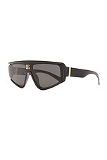 Dolce & Gabbana Shield Sunglasses in Black, view 2, click to view large image.