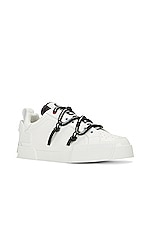 Dolce & Gabbana Sneaker Pelle in Bianco & Nero, view 2, click to view large image.