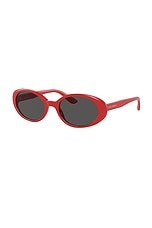 Dolce & Gabbana Oval Sunglasses in Red, view 2, click to view large image.
