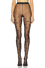 Dolce & Gabbana Sheer Logo Tights in Nero, view 1, click to view large image.