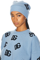 Dolce & Gabbana Monogram Beanie in Very Light Blue, view 2, click to view large image.