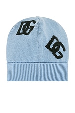 Dolce & Gabbana Monogram Beanie in Very Light Blue, view 3, click to view large image.