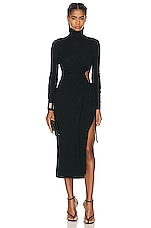 Dolce & Gabbana Cut Out Midi Dress In Nero in Nero, view 1, click to view large image.