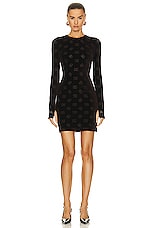 Dolce & Gabbana Long Sleeve Mini Dress in Dark Brown, view 1, click to view large image.