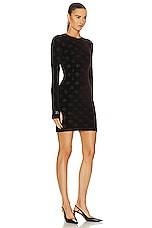 Dolce & Gabbana Long Sleeve Mini Dress in Dark Brown, view 2, click to view large image.