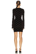 Dolce & Gabbana Long Sleeve Mini Dress in Dark Brown, view 3, click to view large image.