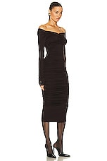 Dolce & Gabbana Draped Jersey Dress in Dark Brown, view 2, click to view large image.