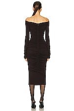 Dolce & Gabbana Draped Jersey Dress in Dark Brown, view 3, click to view large image.