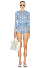 Dolce & Gabbana Monogram Mini Short in Very Light Blue, view 5, click to view large image.