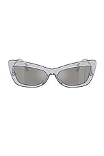 Dolce & Gabbana Cat Eye Sunglasses in Transparent Silver, view 1, click to view large image.