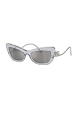 Dolce & Gabbana Cat Eye Sunglasses in Transparent Silver, view 2, click to view large image.
