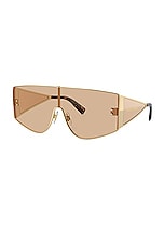 Dolce & Gabbana Shield Sunglasses in Light Gold, view 2, click to view large image.