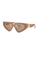 Dolce & Gabbana Geometric Sunglasses in Full Camel, view 2, click to view large image.
