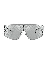 Dolce & Gabbana Shield Sunglasses in Silver, view 1, click to view large image.