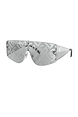 Dolce & Gabbana Shield Sunglasses in Silver, view 2, click to view large image.