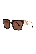 Dolce & Gabbana Square Sunglasses in Havana & Gold, view 2, click to view large image.