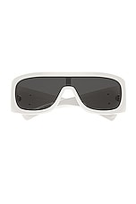 Dolce & Gabbana Shield Sunglasses in White & Dark Grey, view 1, click to view large image.