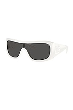 Dolce & Gabbana Shield Sunglasses in White & Dark Grey, view 2, click to view large image.