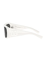 Dolce & Gabbana Shield Sunglasses in White & Dark Grey, view 3, click to view large image.