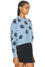 Dolce & Gabbana Cropped Crewneck Pullover in Very Light Blue, view 2, click to view large image.