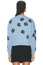 Dolce & Gabbana Cropped Crewneck Pullover in Very Light Blue, view 3, click to view large image.