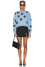 Dolce & Gabbana Cropped Crewneck Pullover in Very Light Blue, view 4, click to view large image.