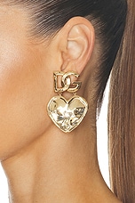 Dolce & Gabbana Logo Earrings in Gold, view 2, click to view large image.