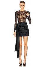 Dolce & Gabbana Draped Mini Skirt in Nero, view 6, click to view large image.