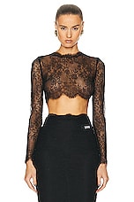 Dolce & Gabbana Cropped Long Sleeve Top in Nero, view 1, click to view large image.