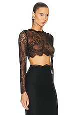 Dolce & Gabbana Cropped Long Sleeve Top in Nero, view 2, click to view large image.