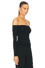 Dolce & Gabbana Strapless Long Sleeve Top in Nero, view 2, click to view large image.