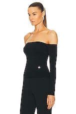 Dolce & Gabbana Strapless Long Sleeve Top in Nero, view 3, click to view large image.
