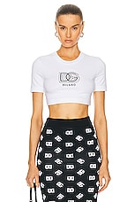 Dolce & Gabbana Cropped Jersey Tee in Optical White, view 1, click to view large image.
