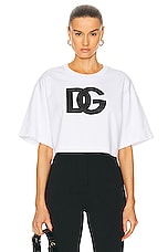 Dolce & Gabbana Large Logo Tee in Bianco, view 1, click to view large image.