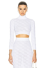Dolce & Gabbana Sheer Turtleneck Top in Bianco, view 1, click to view large image.