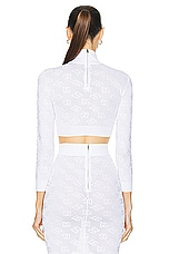 Dolce & Gabbana Sheer Turtleneck Top in Bianco, view 3, click to view large image.