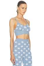 Dolce & Gabbana Jacquard Bra Top in Very Light Blue, view 2, click to view large image.