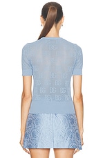 Dolce & Gabbana Jacquard Short Sleeve Top in Very Light Blue, view 3, click to view large image.