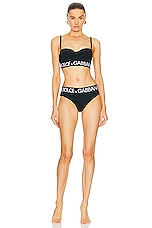Dolce & Gabbana Logo Band Shoulder Strap Bikini Set in Nero, view 1, click to view large image.